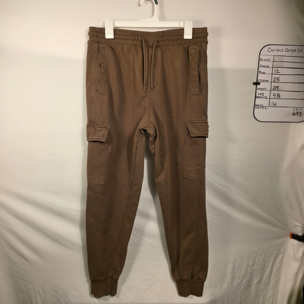 Gymshark Cargo Joggers Mens XL Brown Excellent Drawstring Ribbed Cuffs Pockets